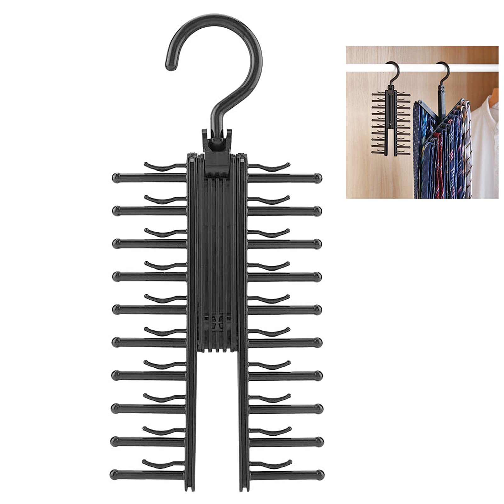 ZIBUYU Hanger for Tie Organizer Wardrobe Neckties Hanger with Anti-Slip Clip for 20 Ties Bow Ties Hanger Organizer for Ties, Bowties, Belts, Scarves, 360° Rotation Design ZIBUYU Hanger for Tie Organizer Wardrobe Neckties Hanger with Anti-Slip Clip for 20 Ties Bow Ties Hanger Organizer for Ties, Bowties, Belts, Scarves, 360° Rotation Design